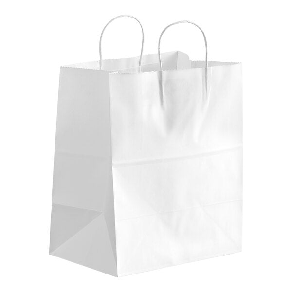 Choice 10" x 6 3/4" x 12" Natural Kraft Paper Customizable Shopping Bag with Handles - 250/Case
